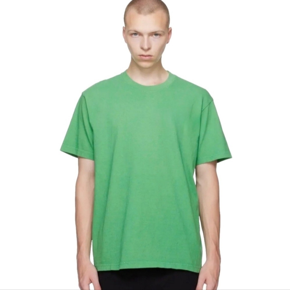 SPORTY & RICH Men's Solid Crewneck Tee in green size Small
